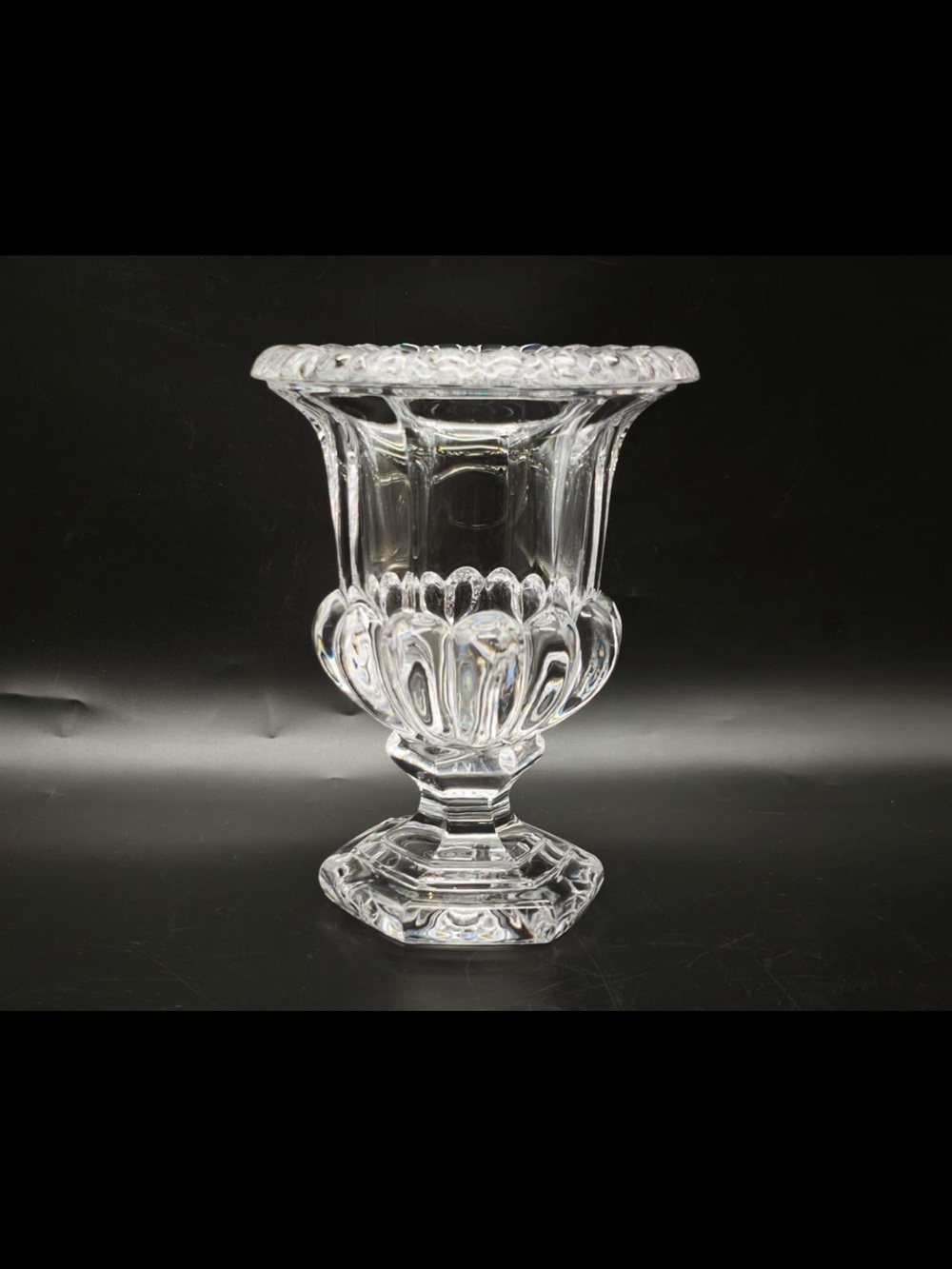 Clear Glass Urn Vase - Pressed Glass Decorative Accent